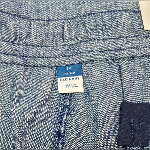 Old Navy Linen Shorts Womens Size 3XL Blue Flat Front Elastic Waist Pull On - Picture 13 of 16